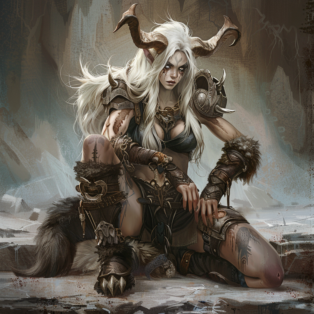 Fantasy warrior with horns and fur