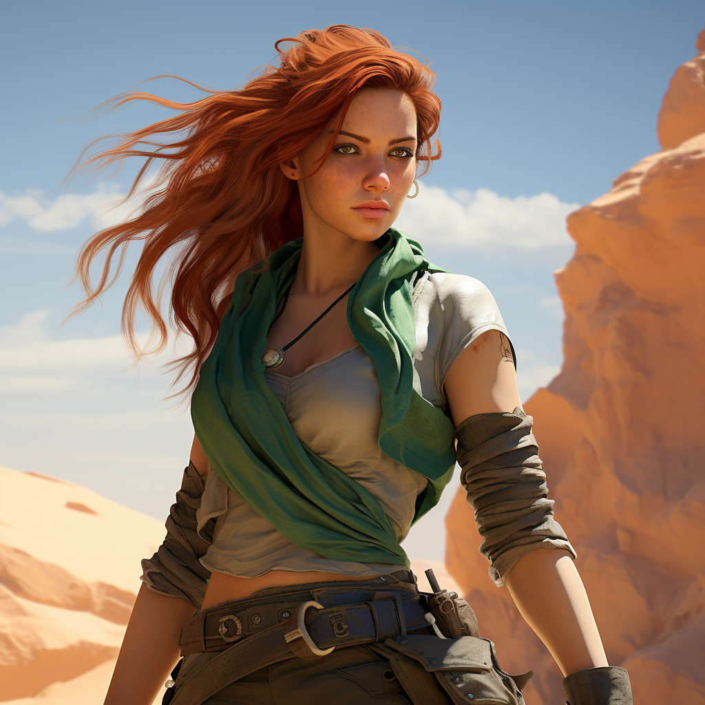 Female hero in desert setting