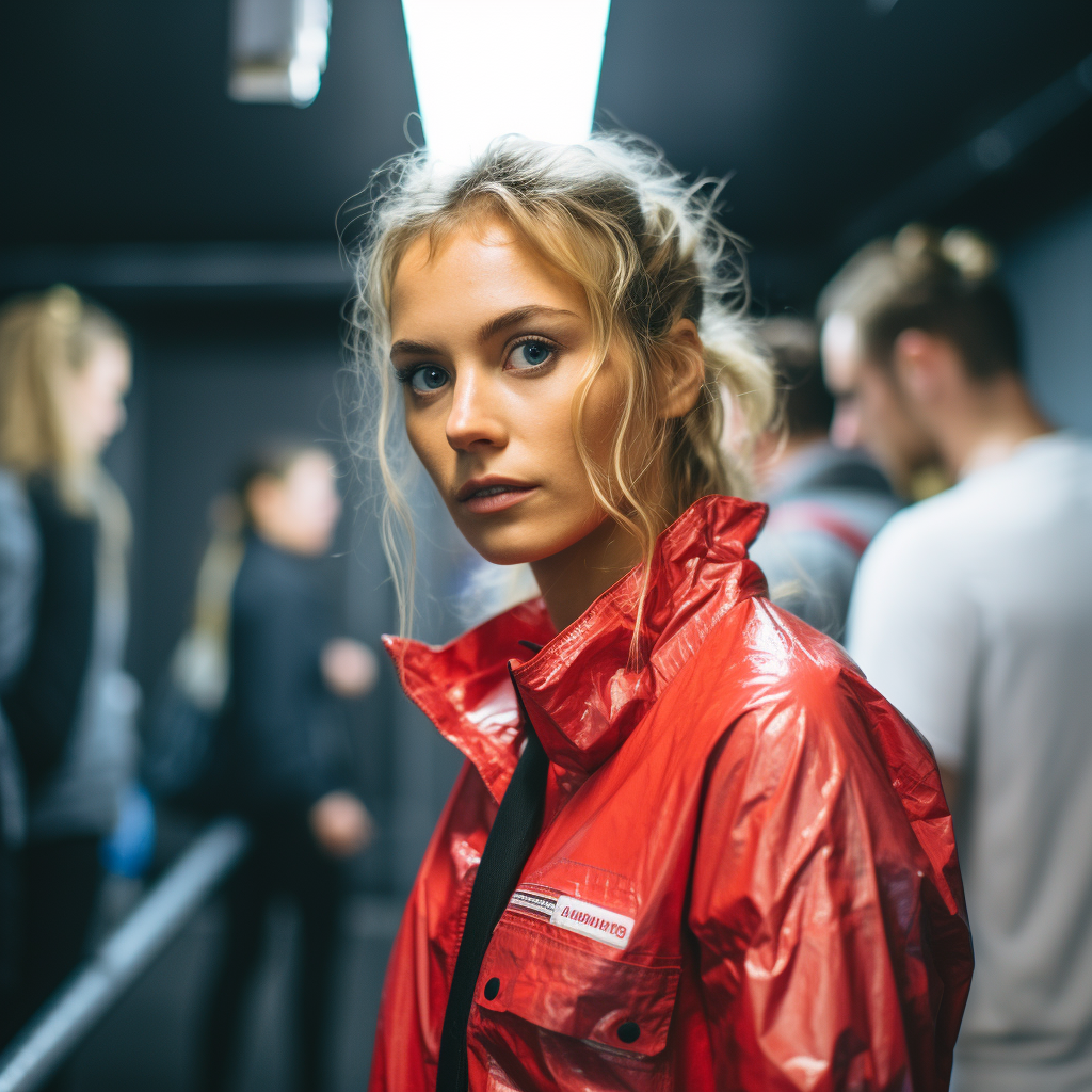 Female Model Backstage Respiration Exercise