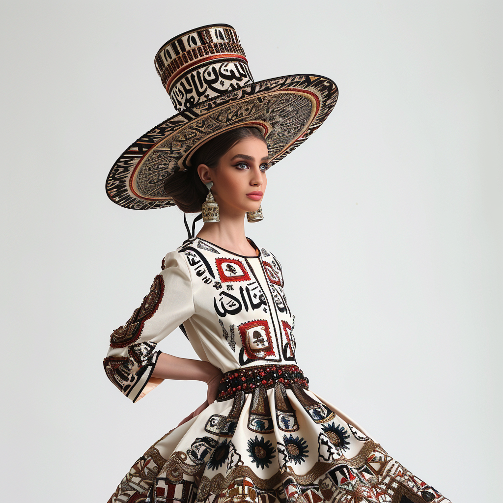 Female model wearing Arabic fashion dress