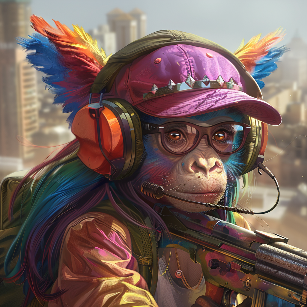 Female Monkey Holding Sniper Rifle