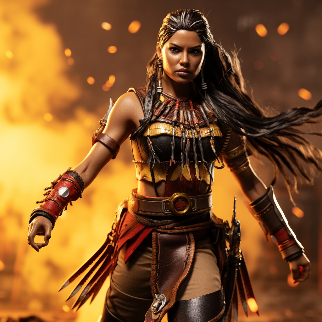 Beautiful Native American Superhero with Fire Powers