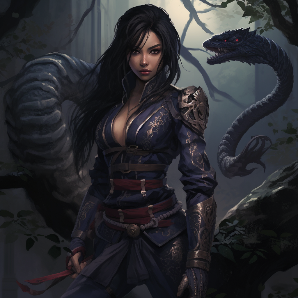 Female ninja in medieval fantasy attire