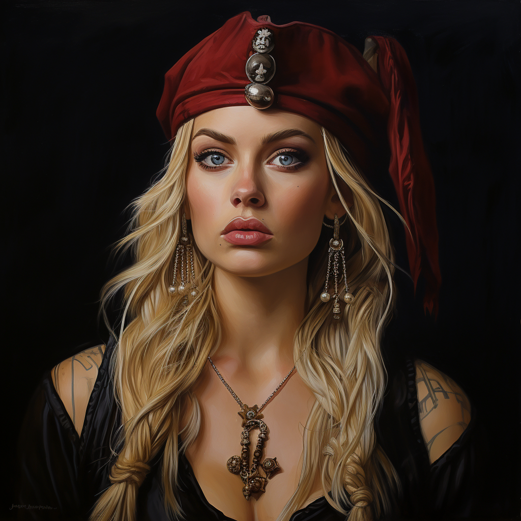 Beautiful blonde pirate with bandana and earrings