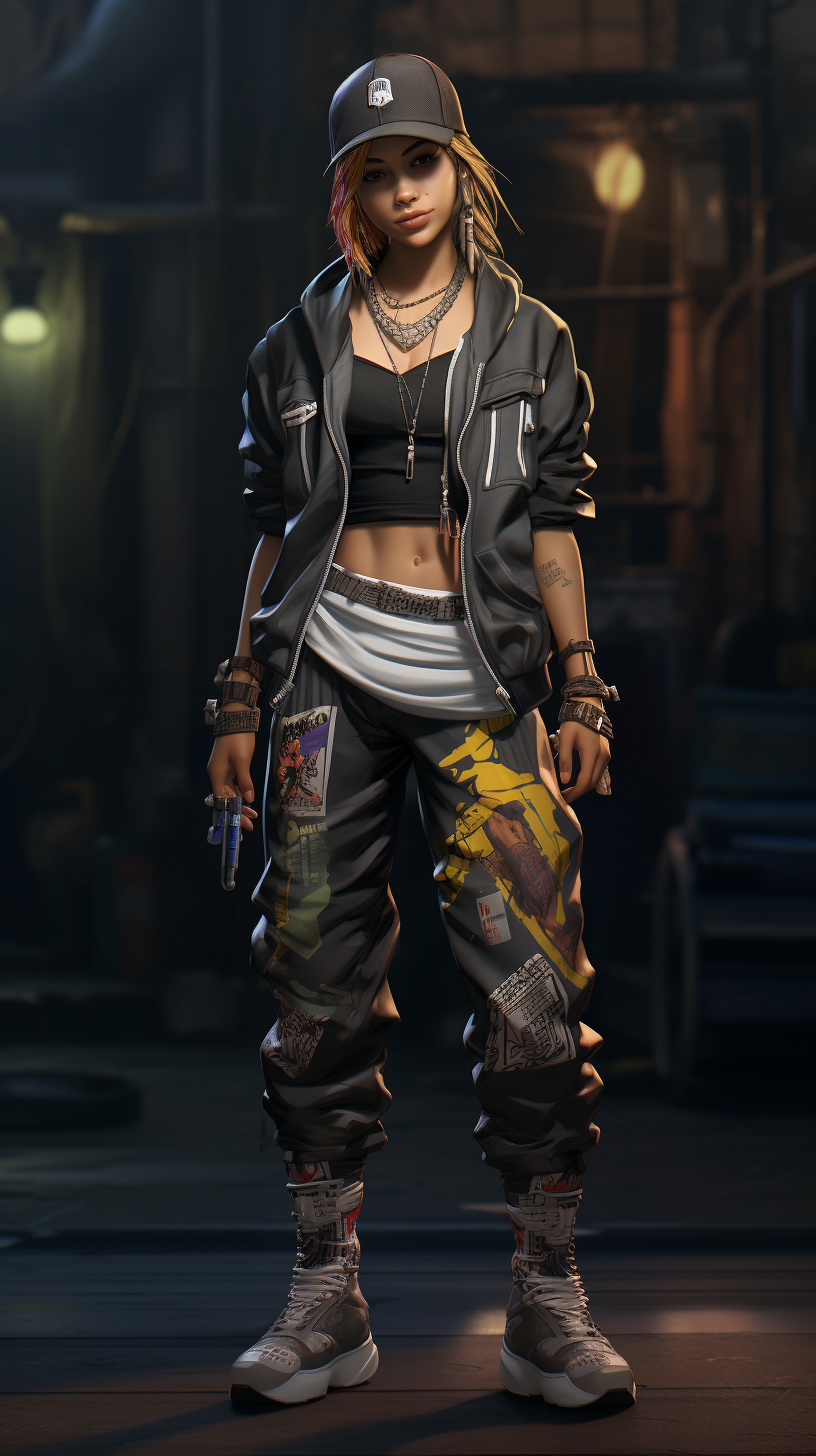 Fashionable female streetballer outfit