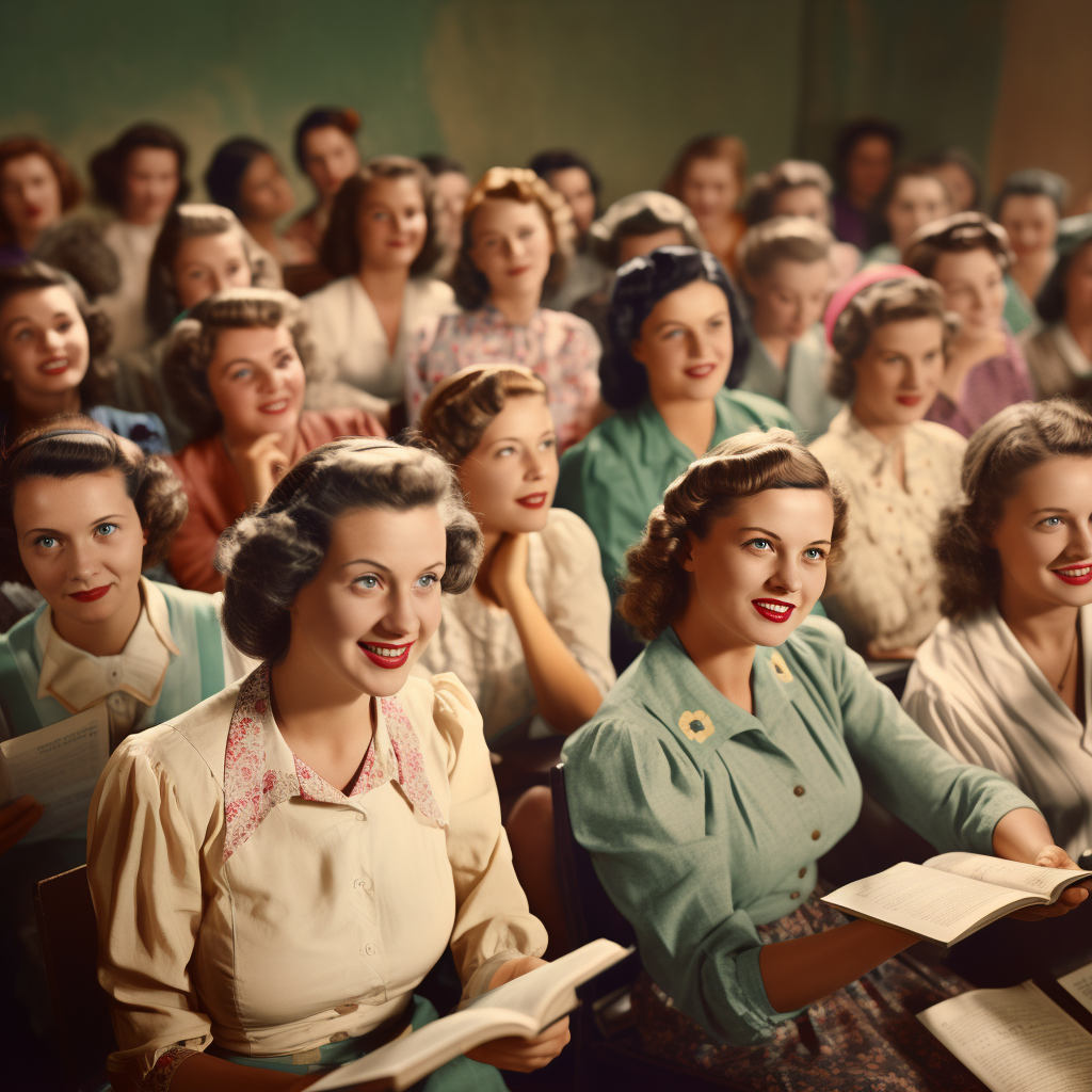 Young women actively participating in lecture