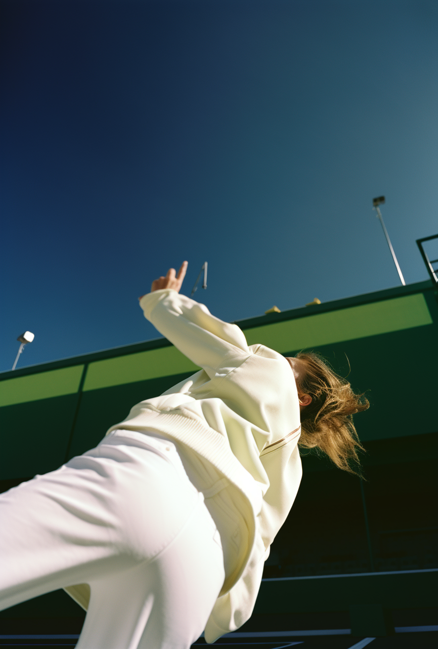 Tennis player in white outfit