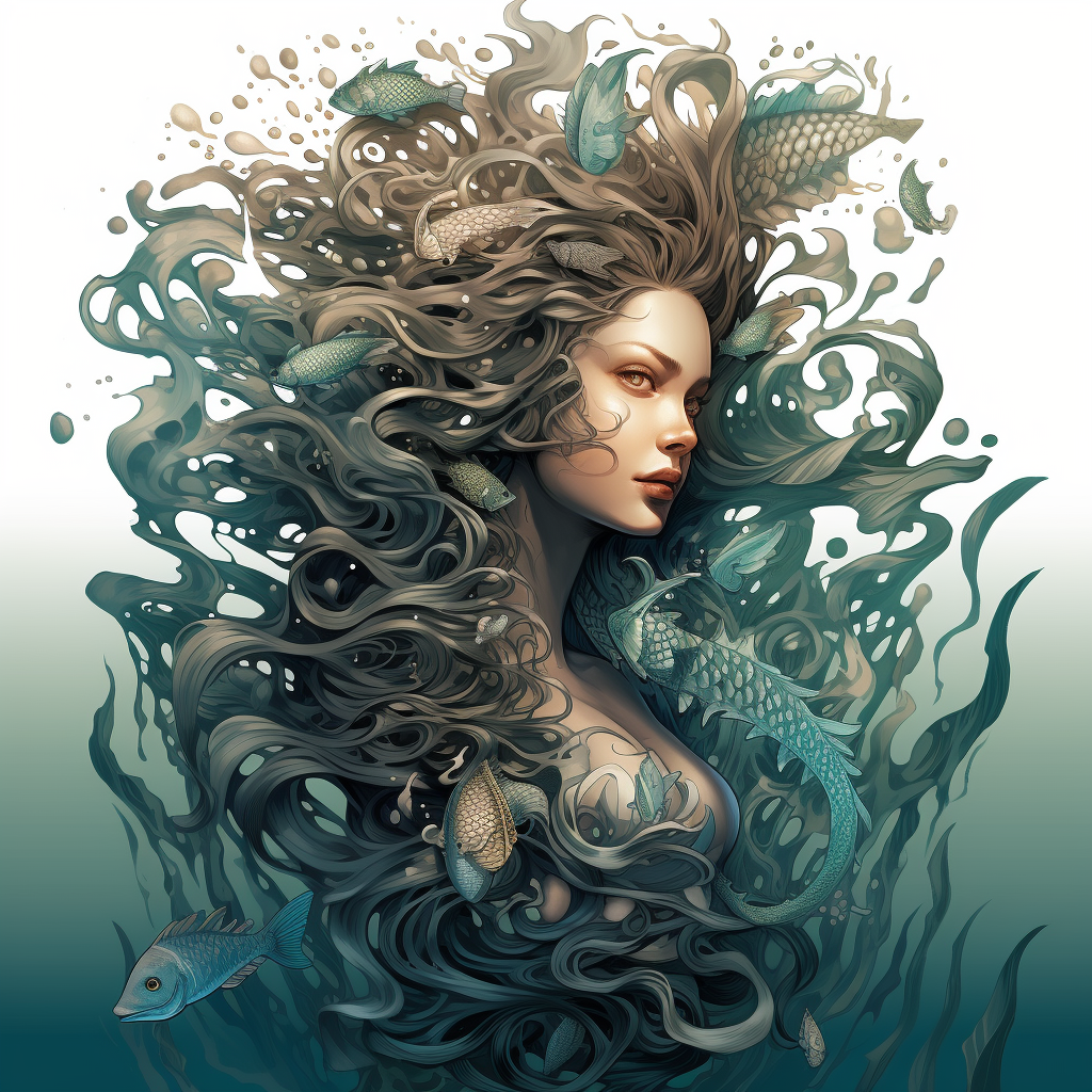 Beautiful female triton illustration artwork