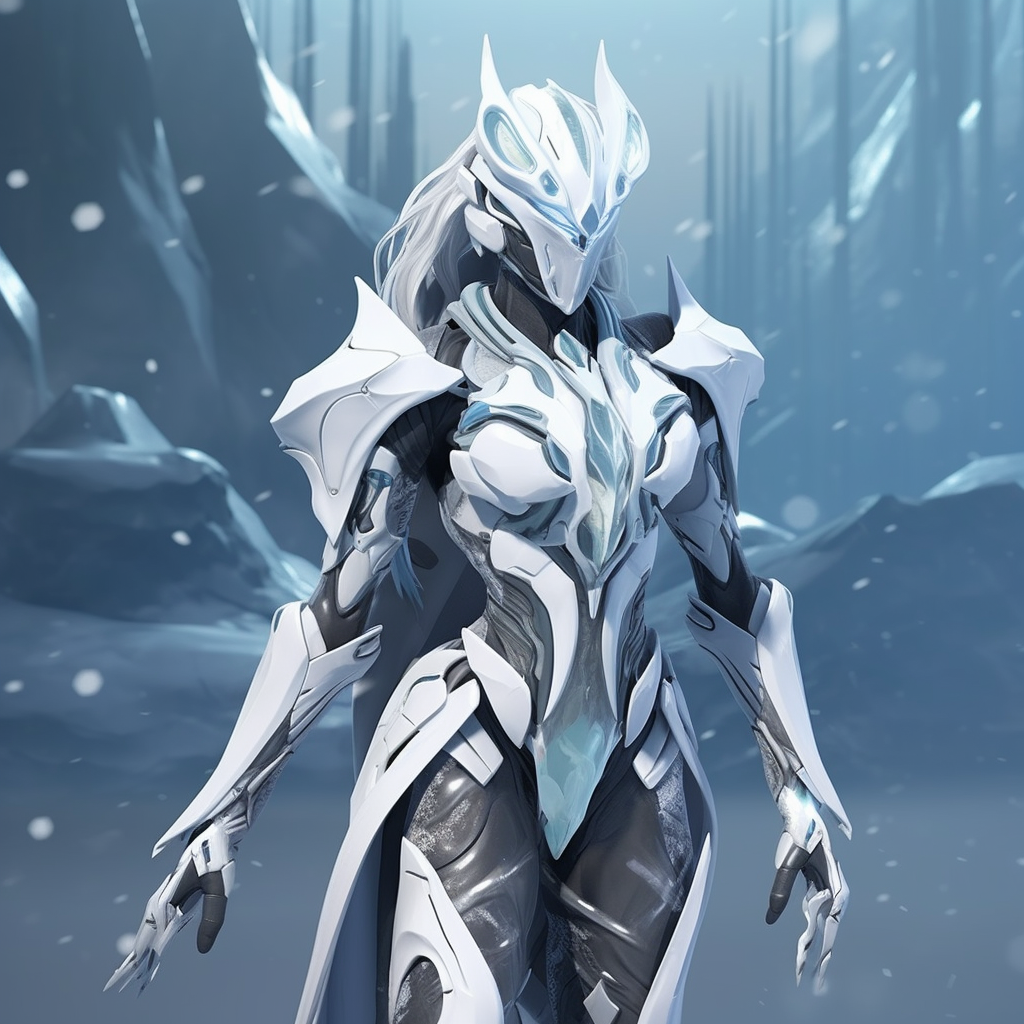 Beautiful female warframe with ice theme