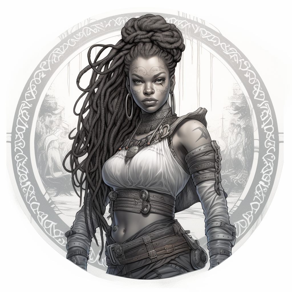 Detailed Character Illustration of Female Warrior