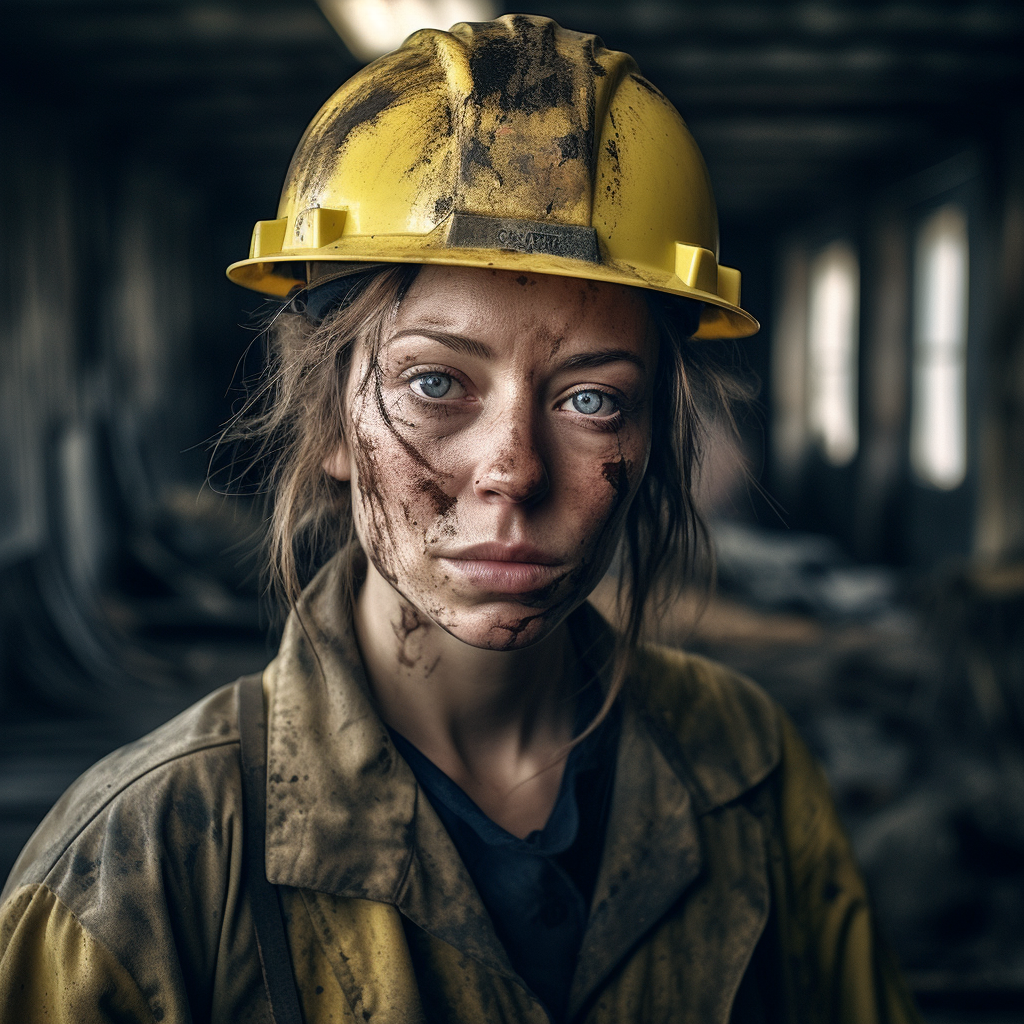 Female Worker in Yellow Work Clothes