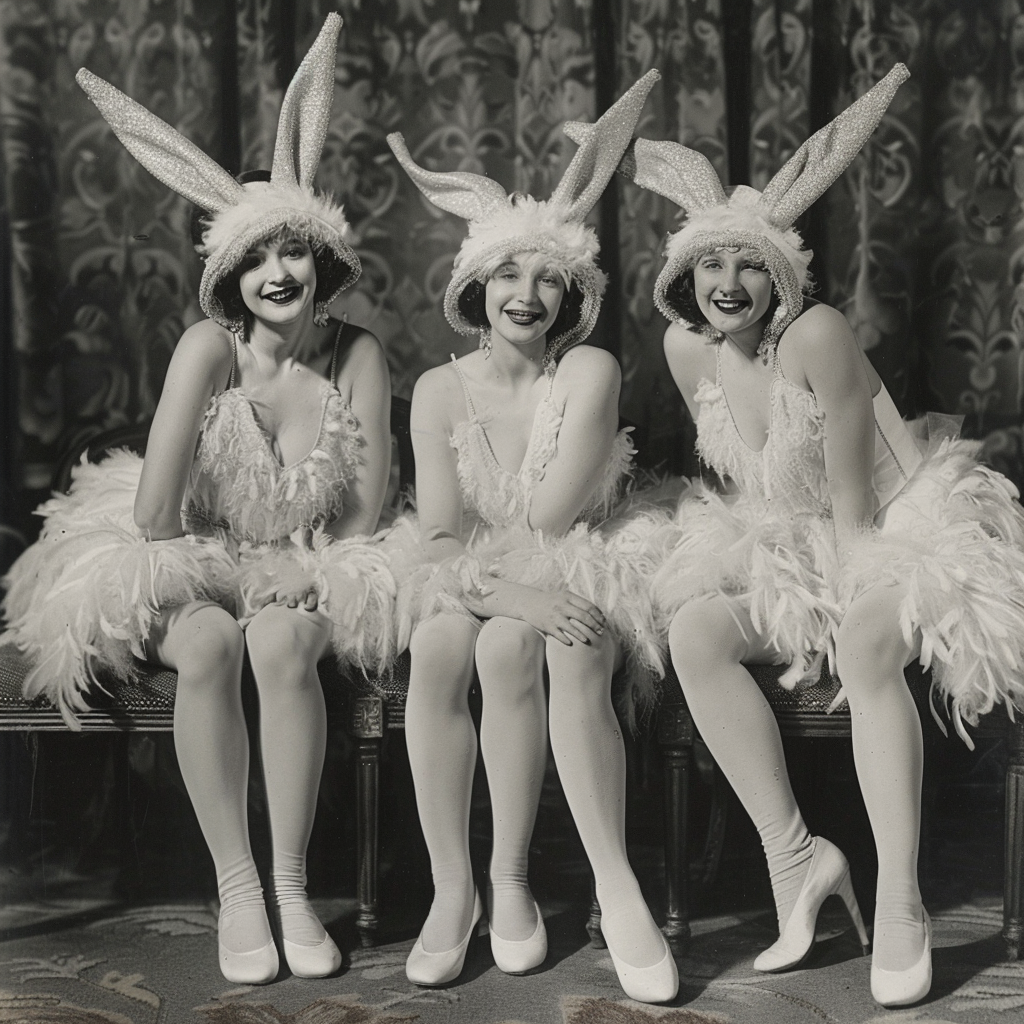 Cute females in bunny costumes