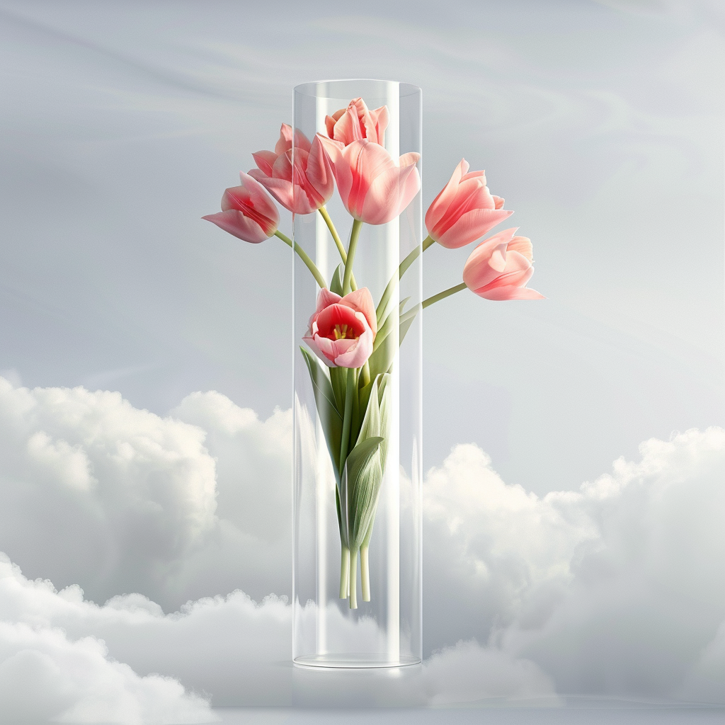 Tulips in Glass Vase