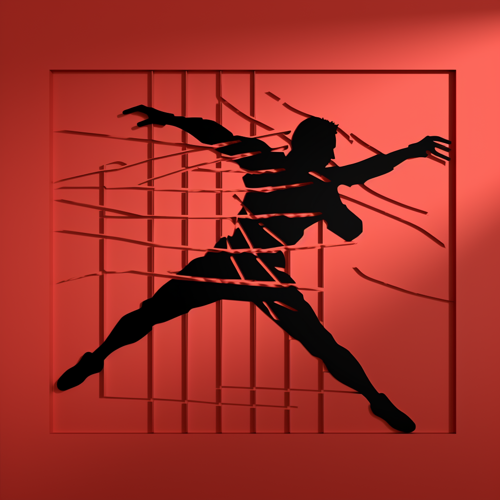 Fencing athlete sign in Chinese Shadow Puppets Style