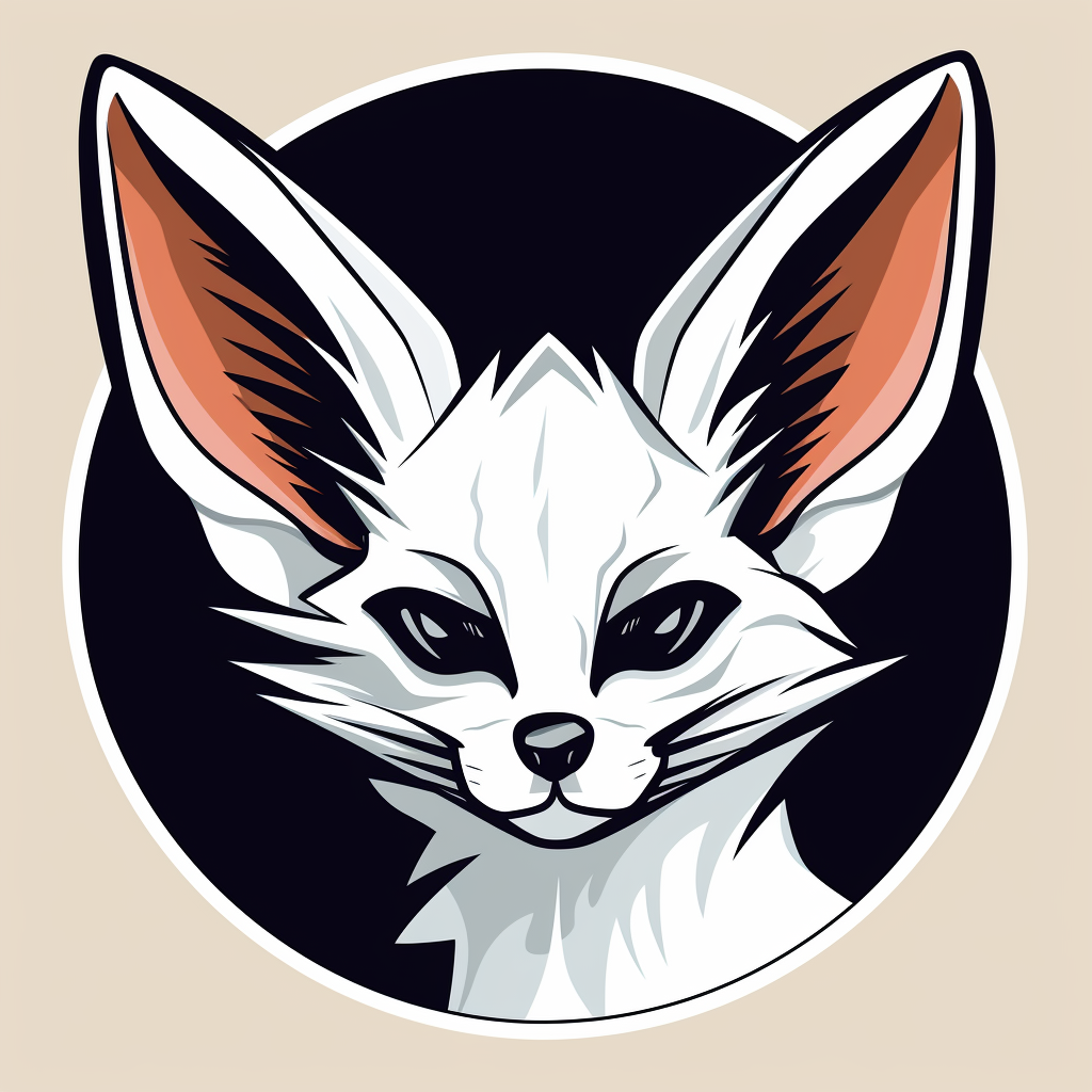 Cute Fennec Fox Line Drawing Character