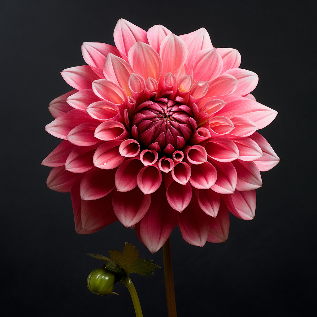 Vibrant fern flower dahlia blooming