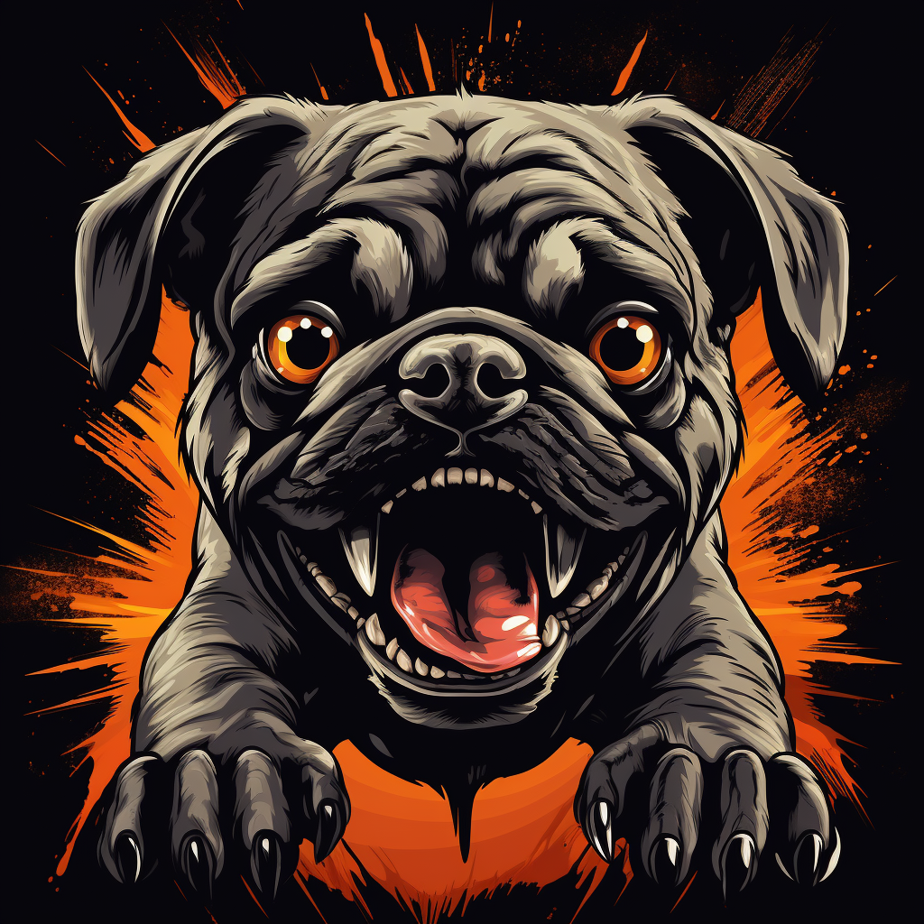 Ferocious gangster pug illustration