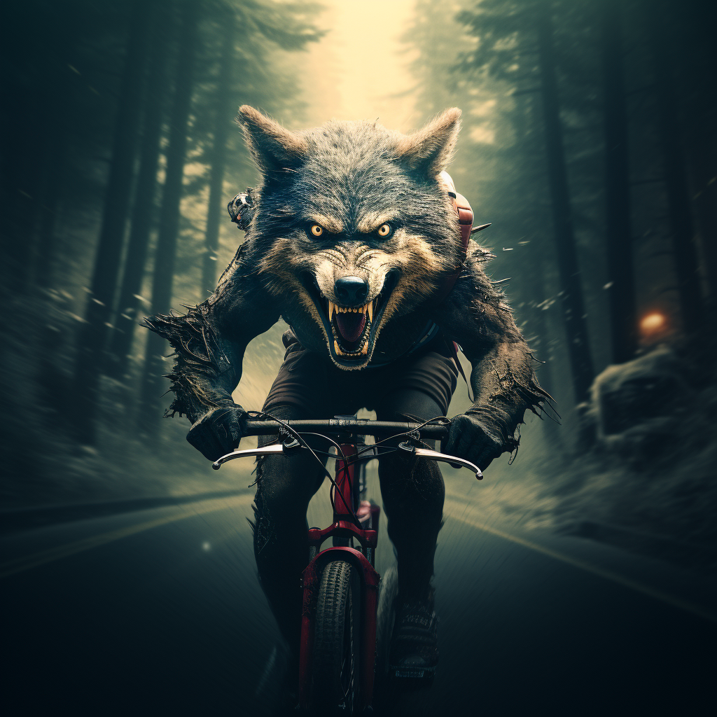 Wolf riding road bike