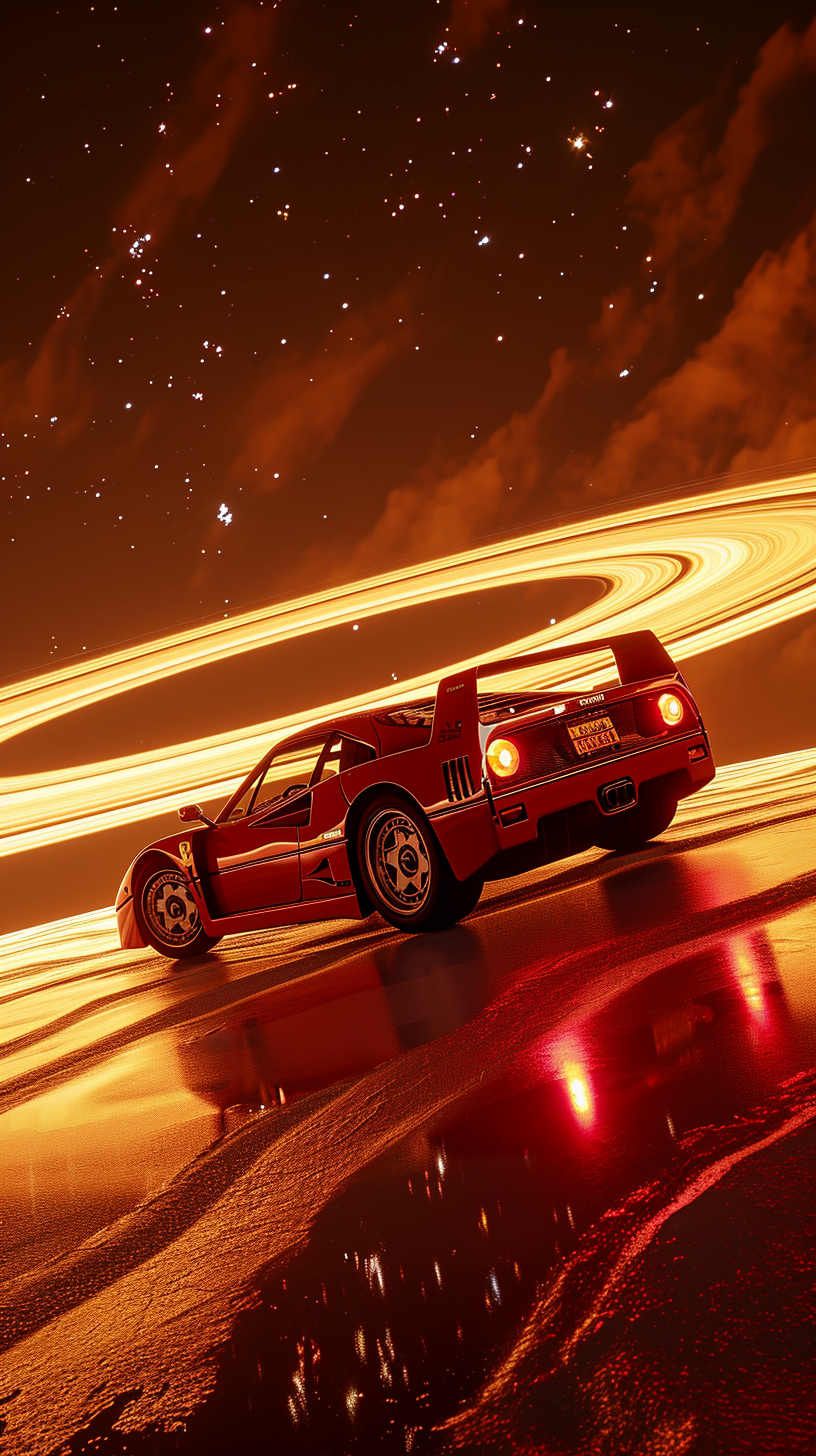 Ferrari F40 drifting on Saturn Rings