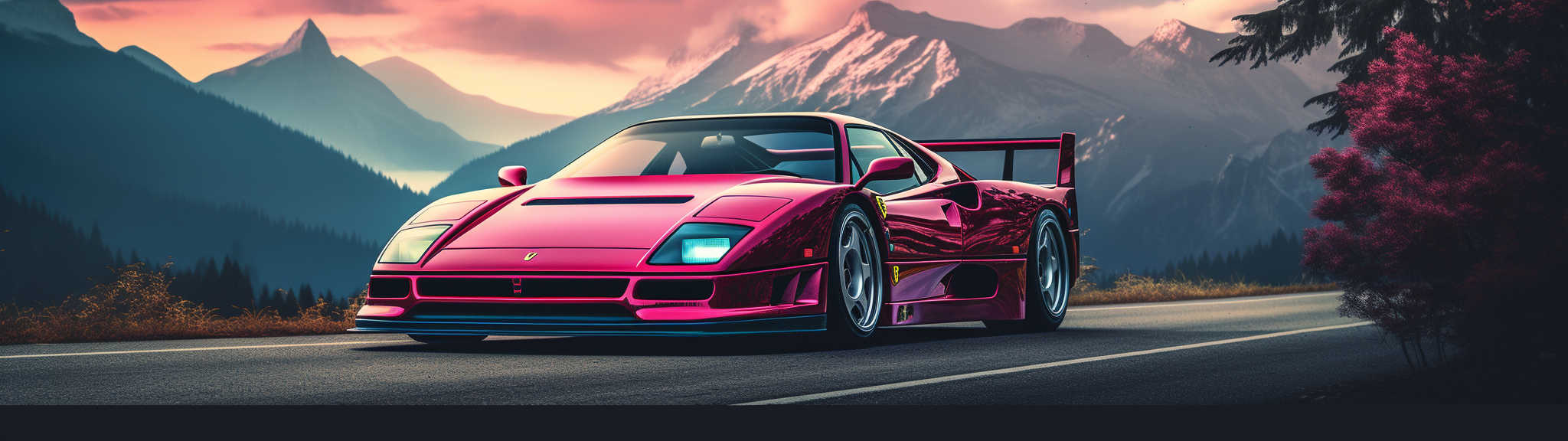 Ferrari F40 creating vaporwave smoke while drifting