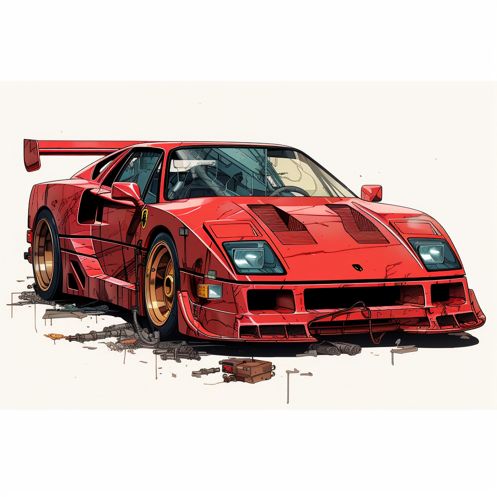 Sleek Ferrari F40 sports car outline