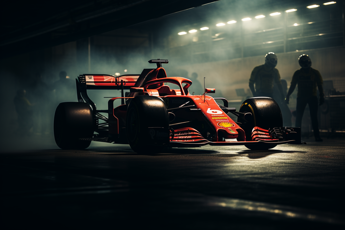 Ferrari F1 car with Lewis Hamilton and Charles Leclerc