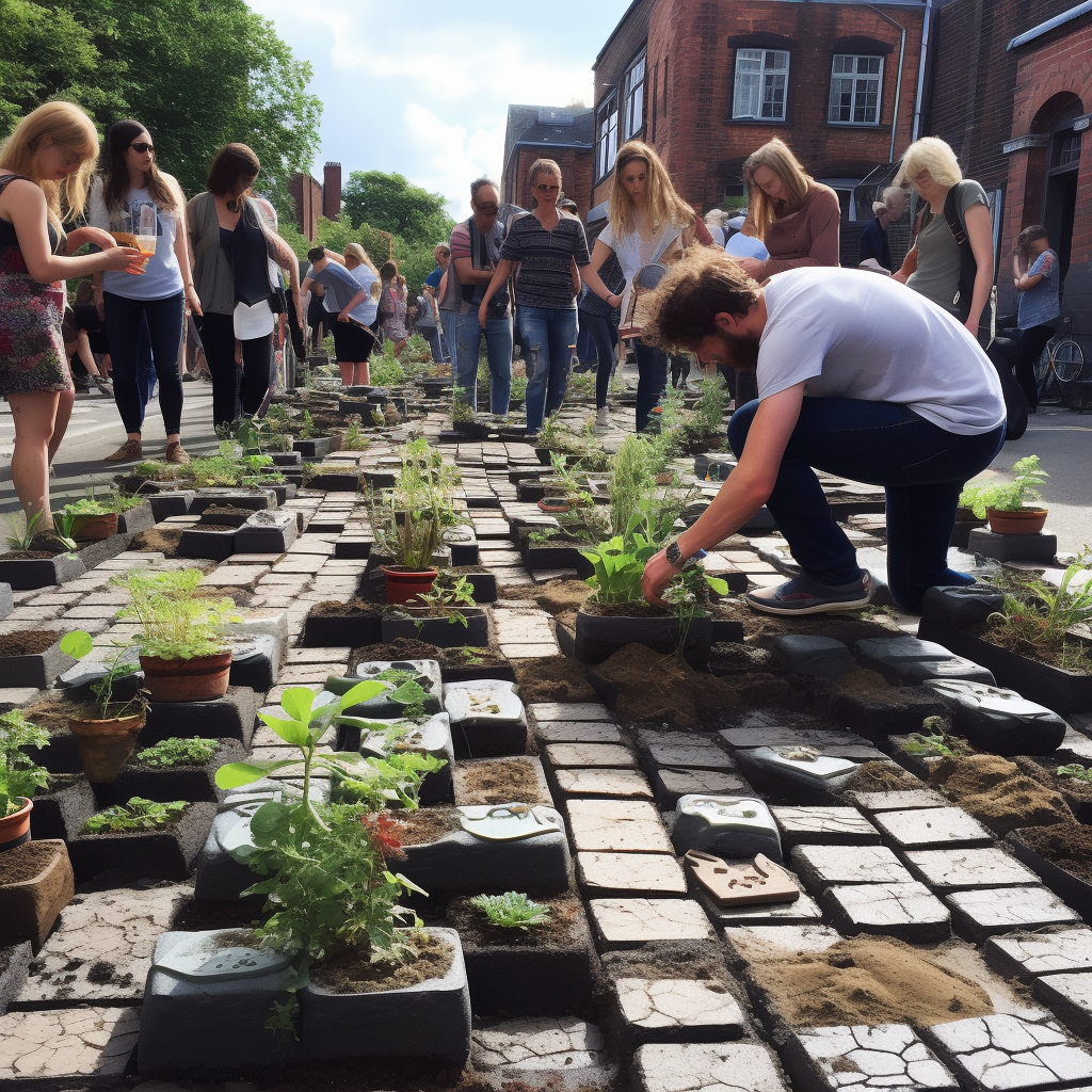 Adults celebrating festival with growing plants