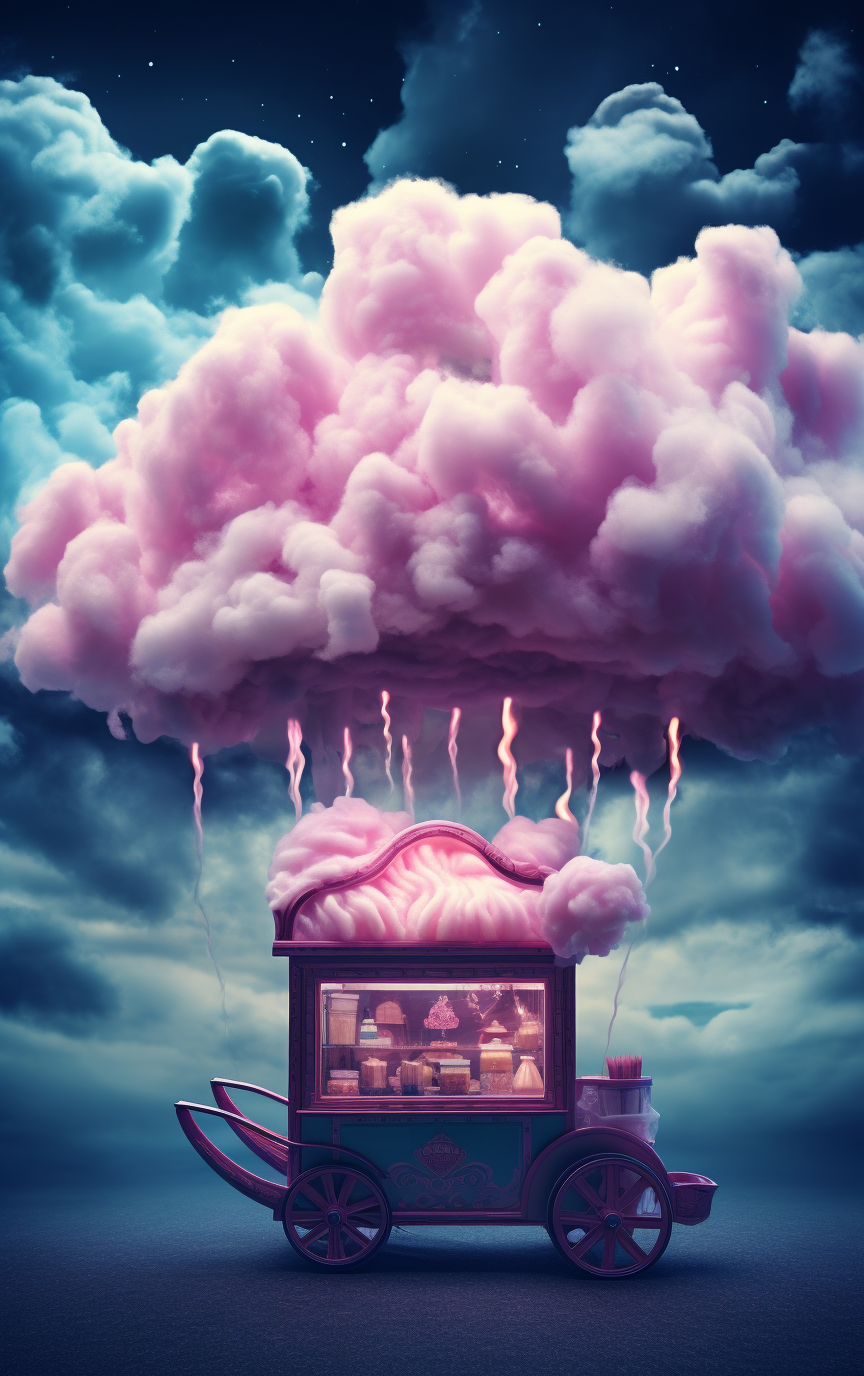 Dark blue cotton candy on a cotton candy machine