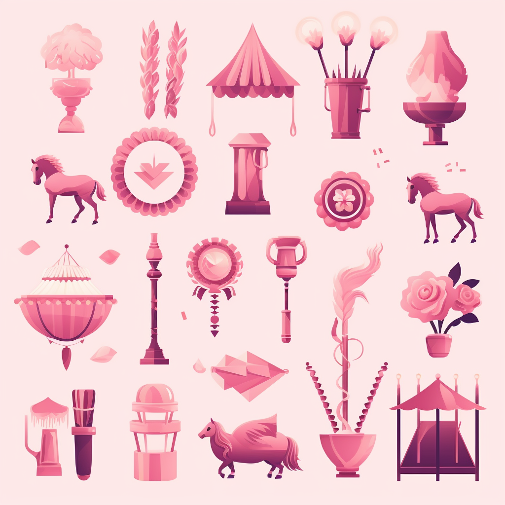 Festive icons in pink tones