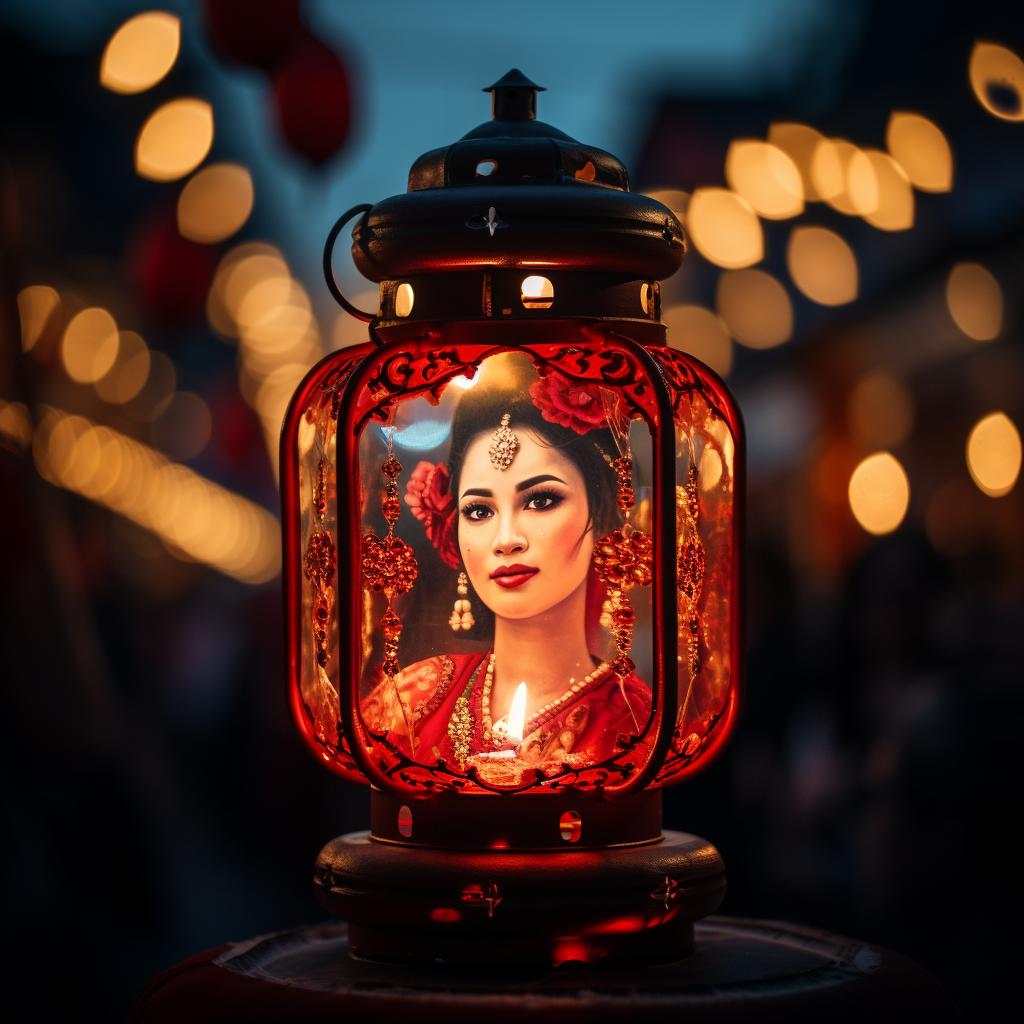 Colorful festival lantern shining brightly