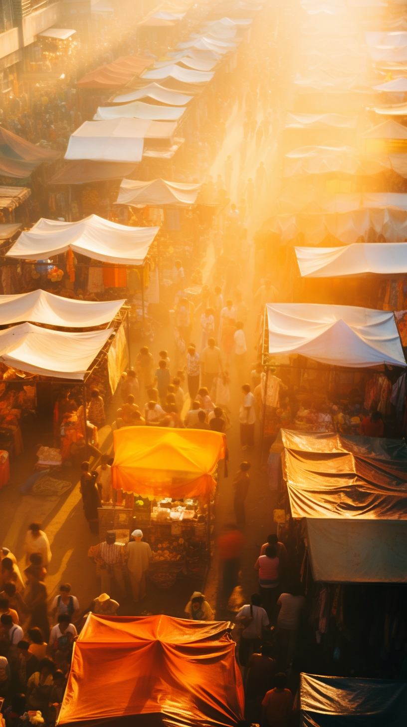 Overhead Shot of Crowded Festival Market