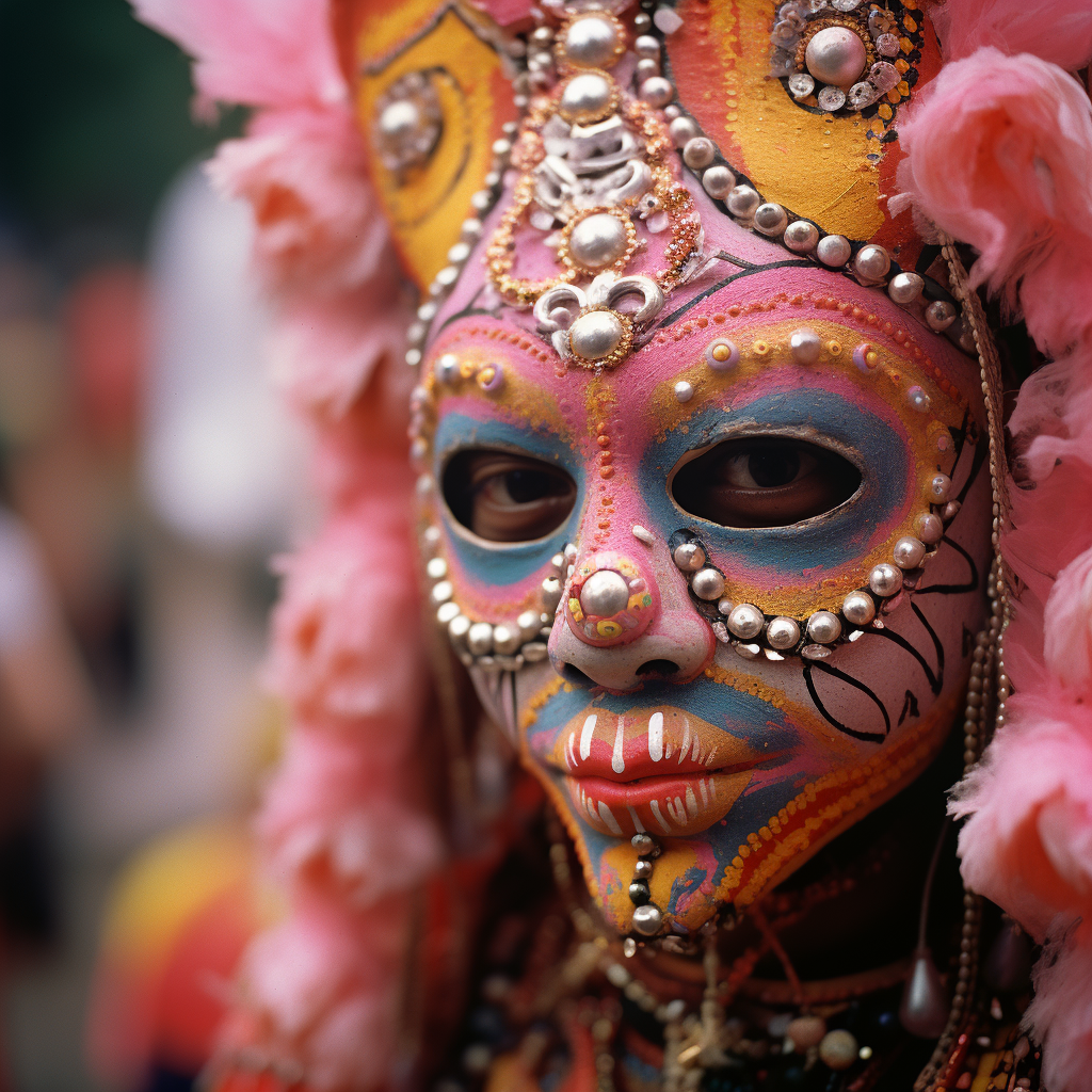 Colorful festival mask with intricate details