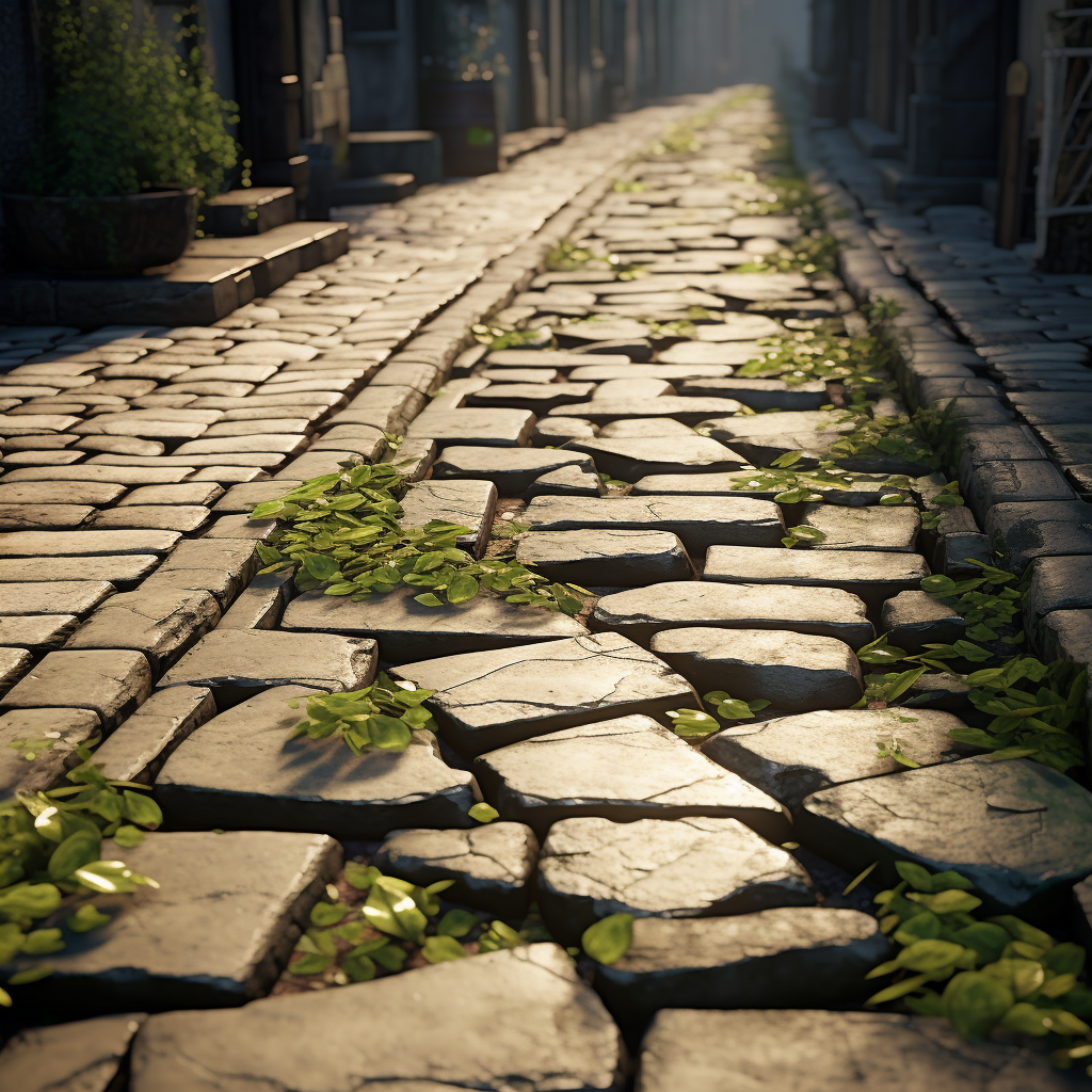 People removing paving stones for plants  (6 words)