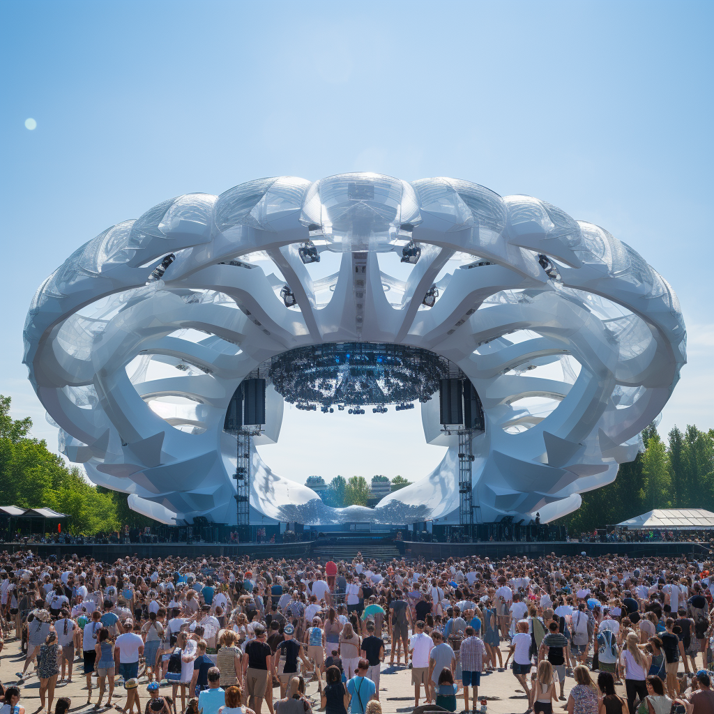 Large stage at futuristic festival