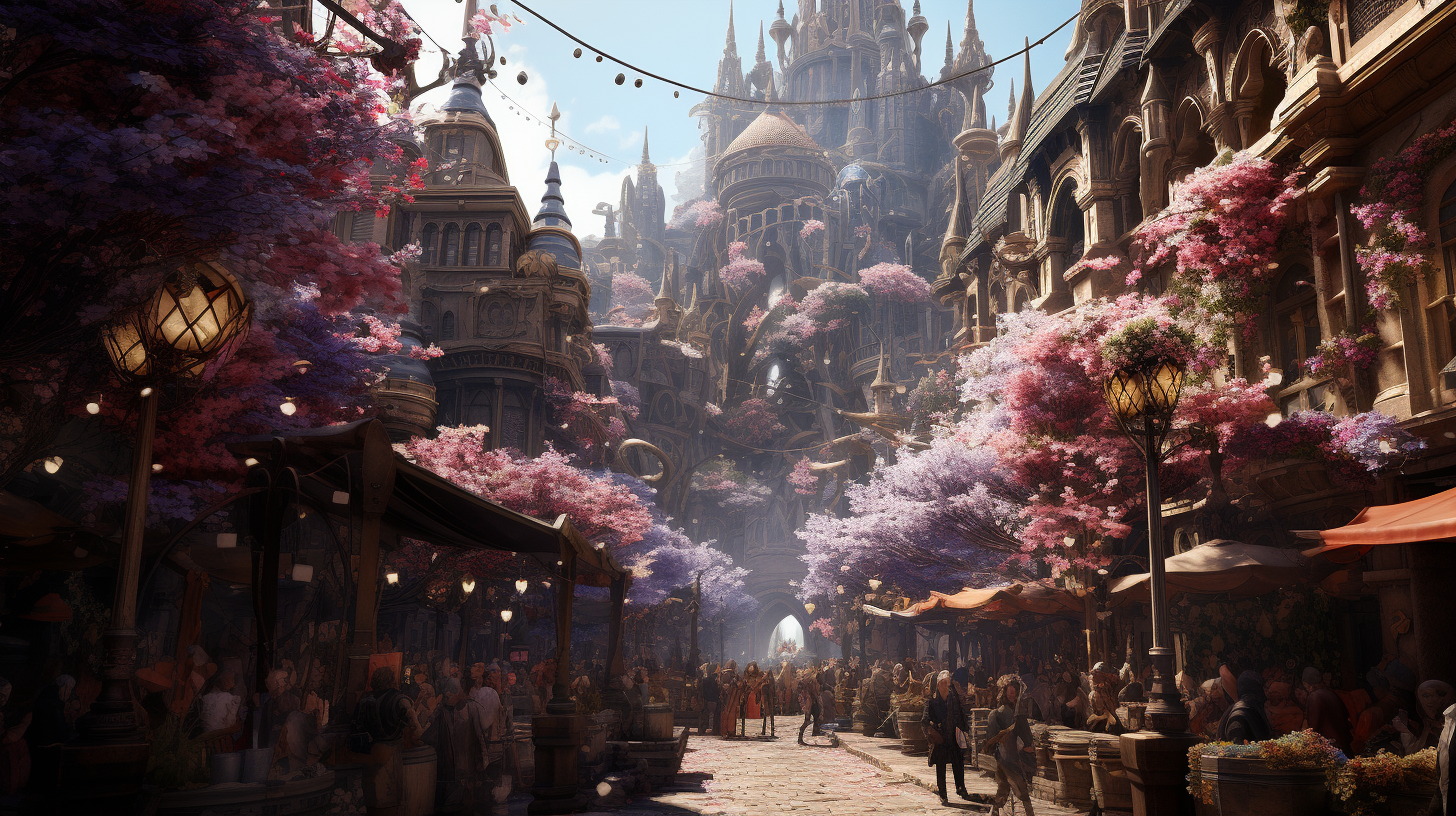 Festival in Street Fantasy Medieval Flowers DnD