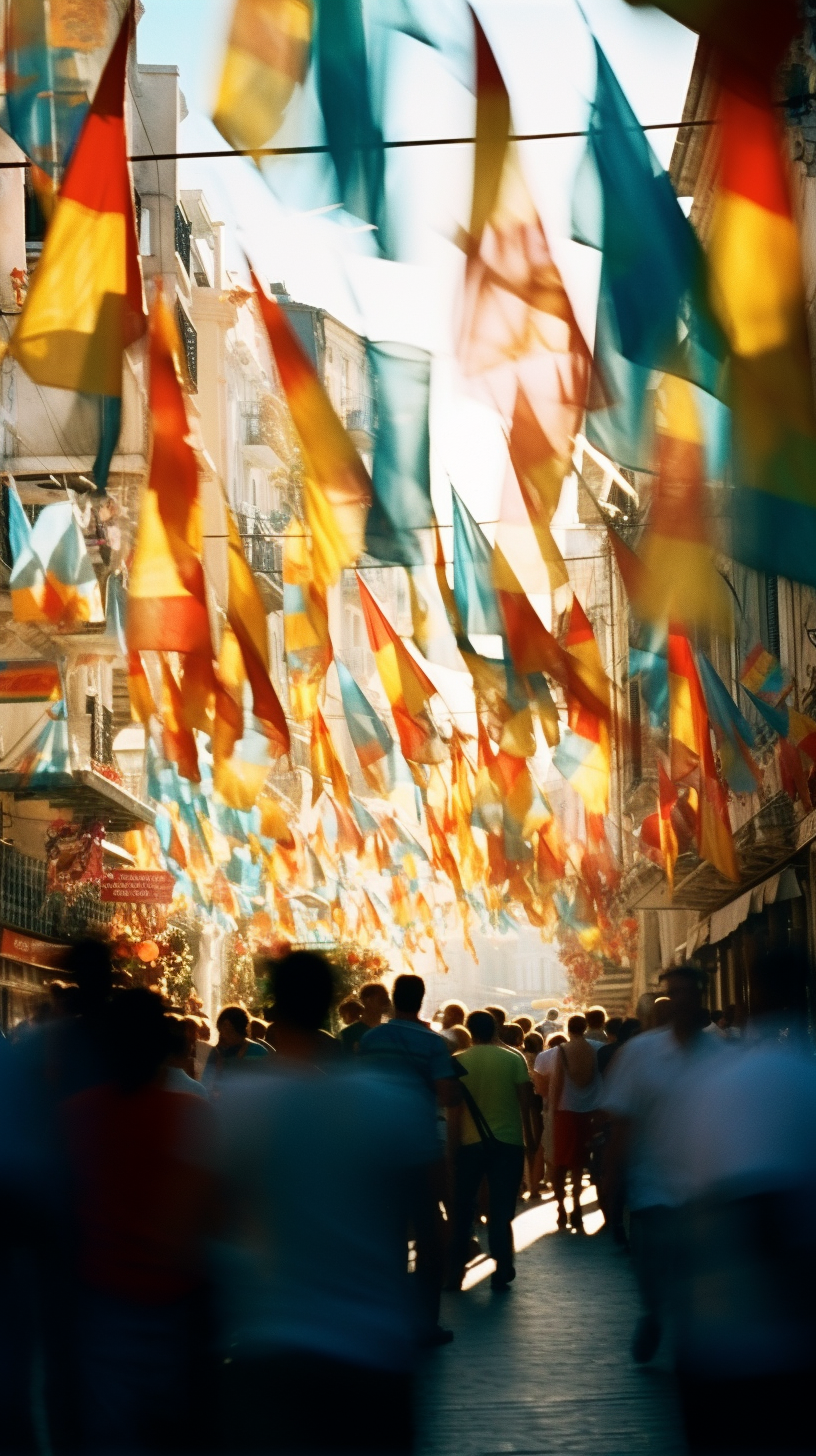 Vibrant South European Festival Street Scene