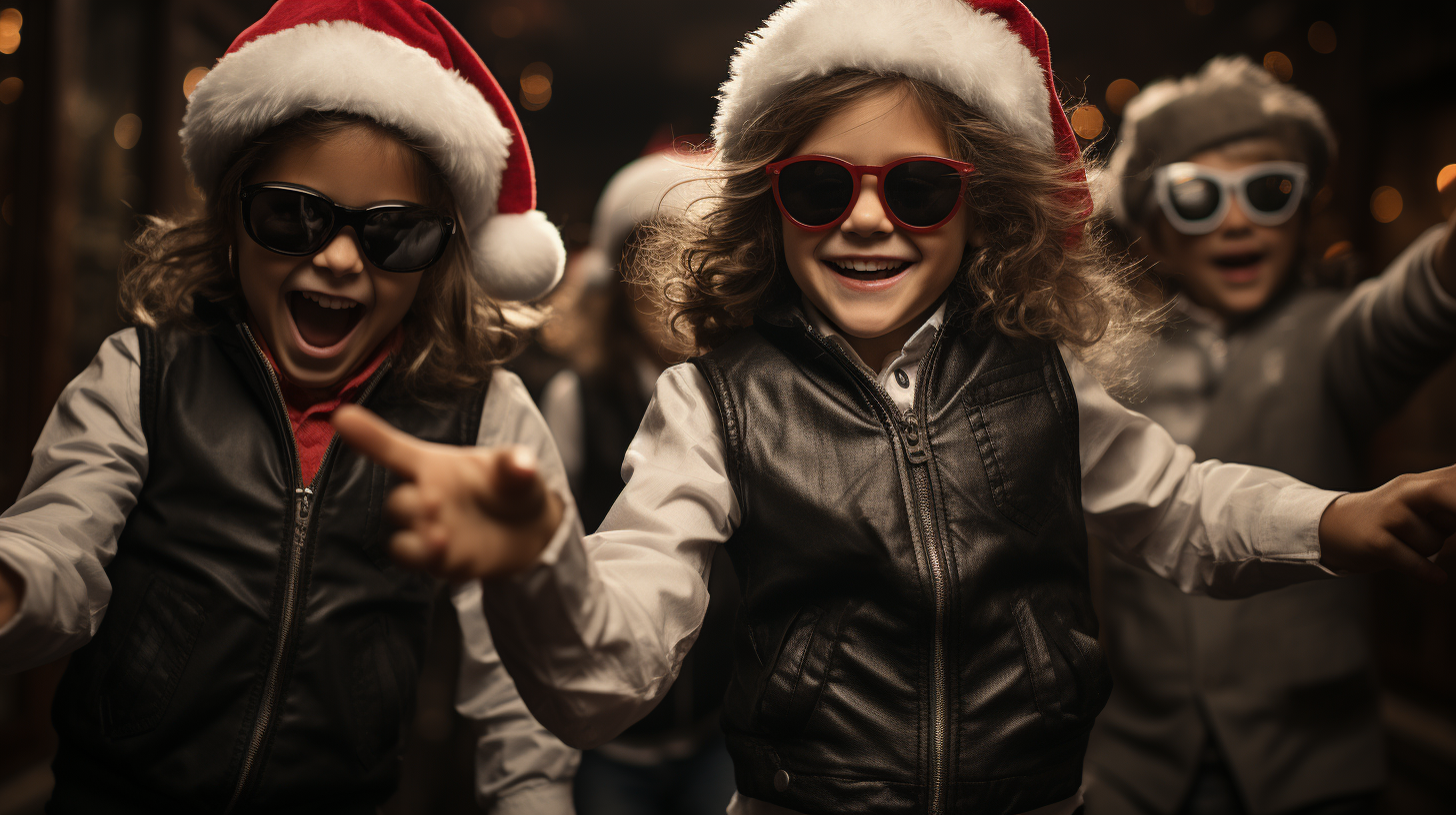 Eccentric children having Santa dance party