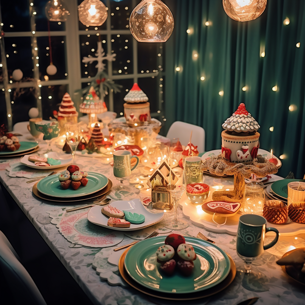 Magical Christmas table with lights