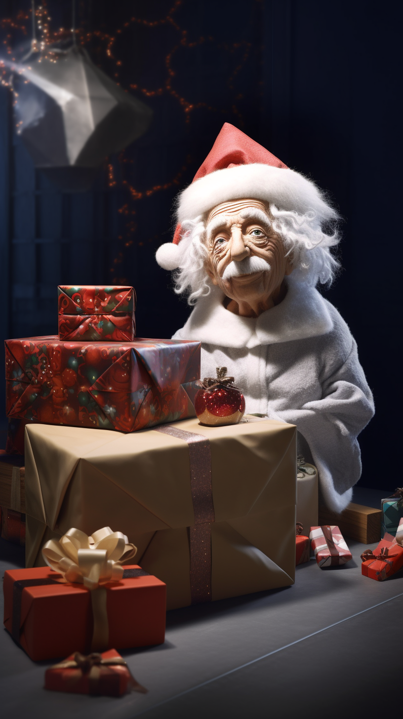 Einstein concealing gifts in dimensional wrapping lab