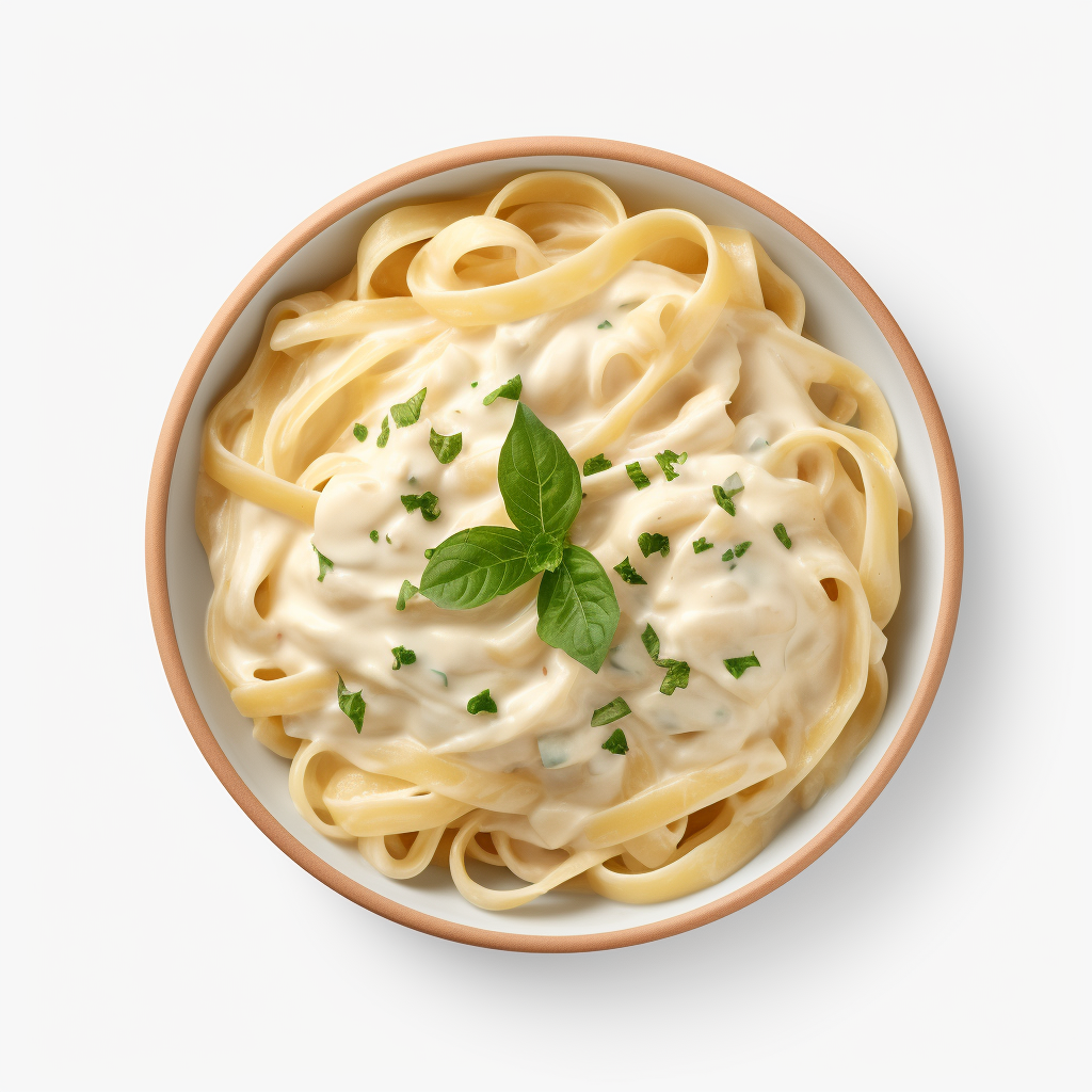 Bowl of fettucini alfredo garnished