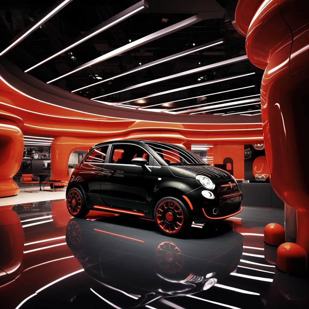 Futuristic Fiat Showroom, Black and Red Colors