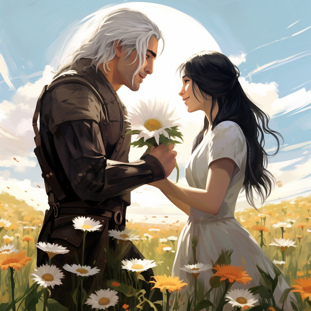 Couple in Field of Flowers