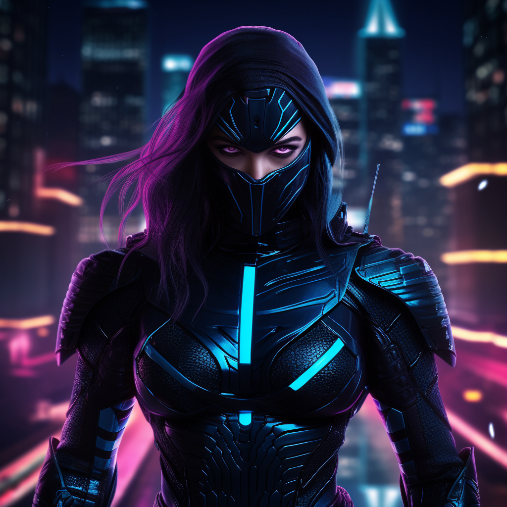 Fierce female ninja in Captain 8K suit