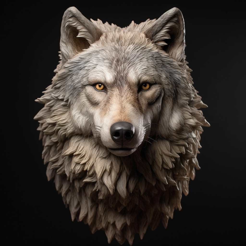 Wolf Head with Fierce Demeanour