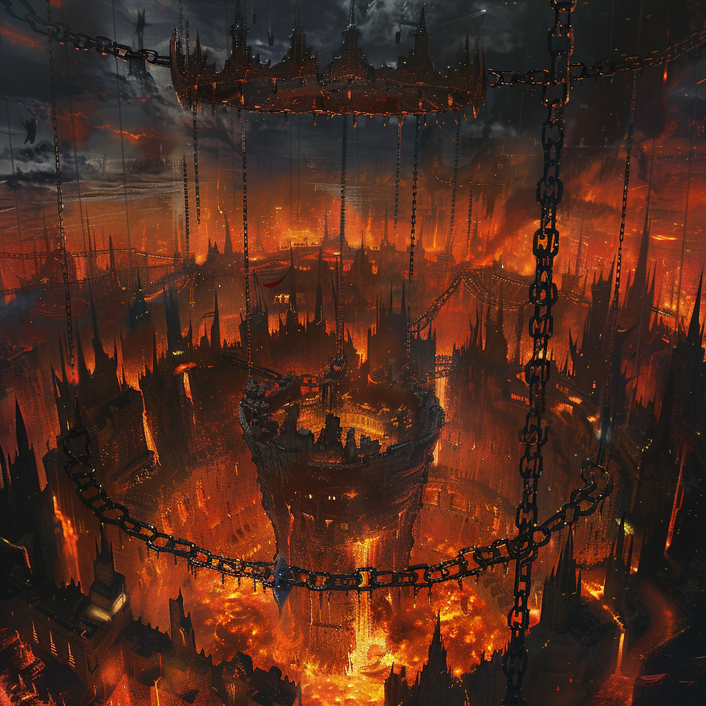 Hellish Landscape City Burning Pits