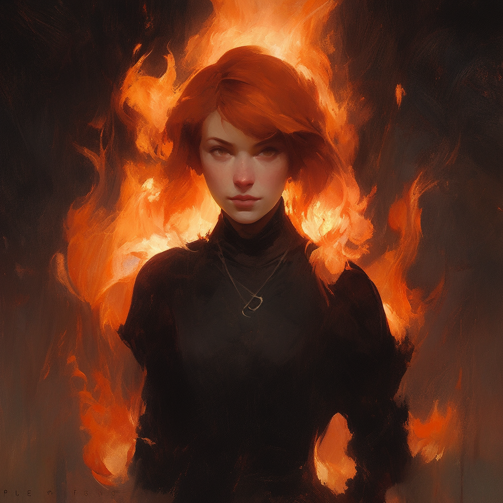 Female with fiery orange hair portrait