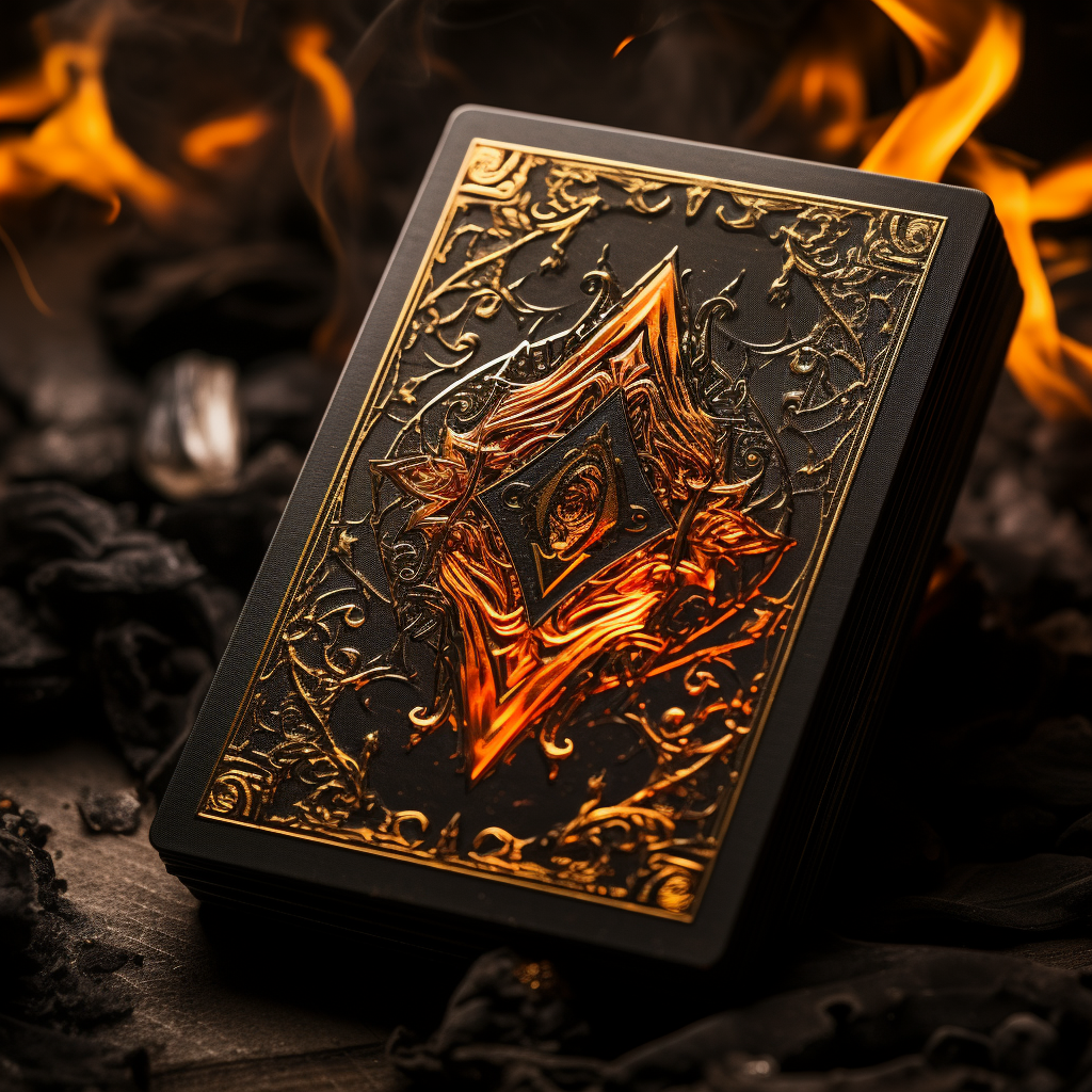 Detailed emblem of spades engulfed in flames