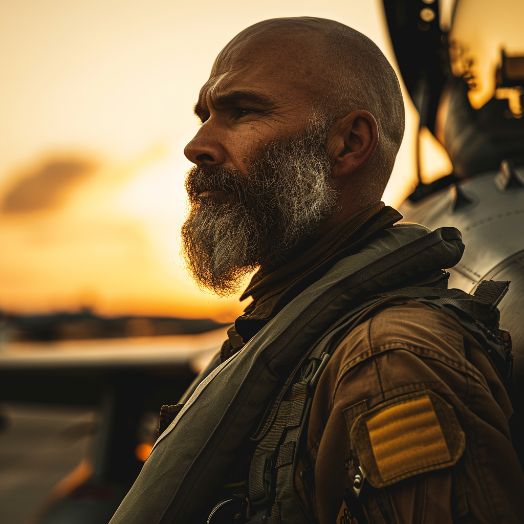 Experienced Fighter Pilot with Gray Beard