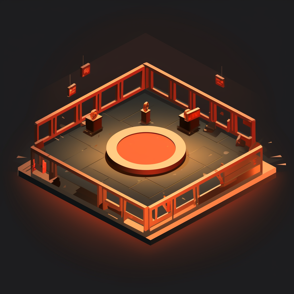 Minimalistic Game Design Illustration with Fighting Ring