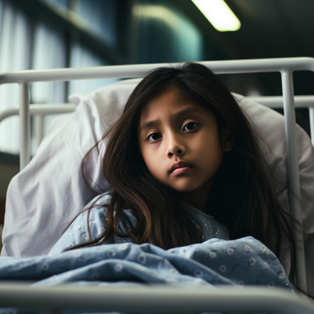 Filipino girl receiving treatment in hospital